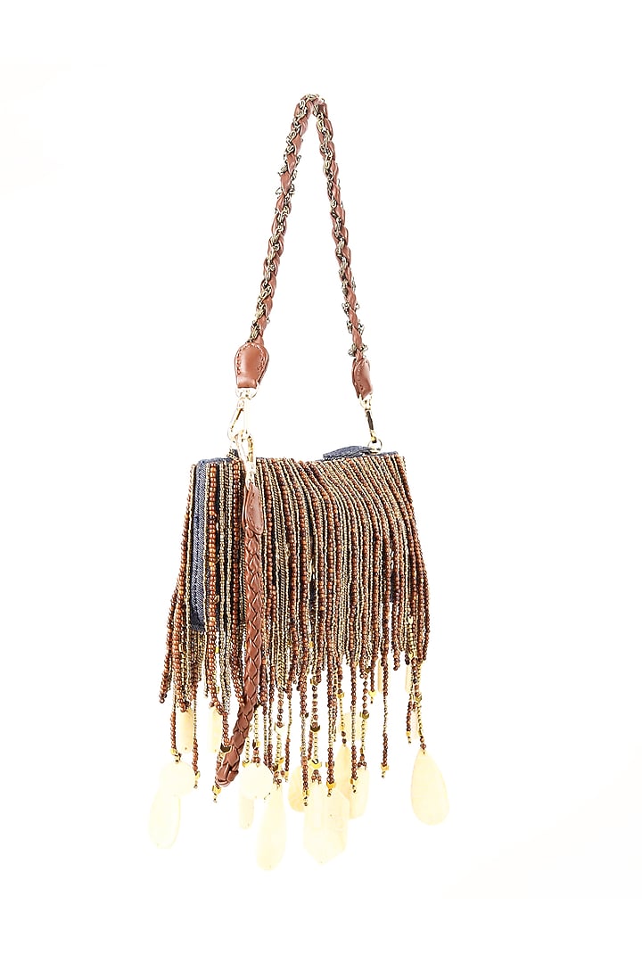Blue Denim Pearl Beaded Bag by Studio Accessories at Pernia's Pop Up Shop