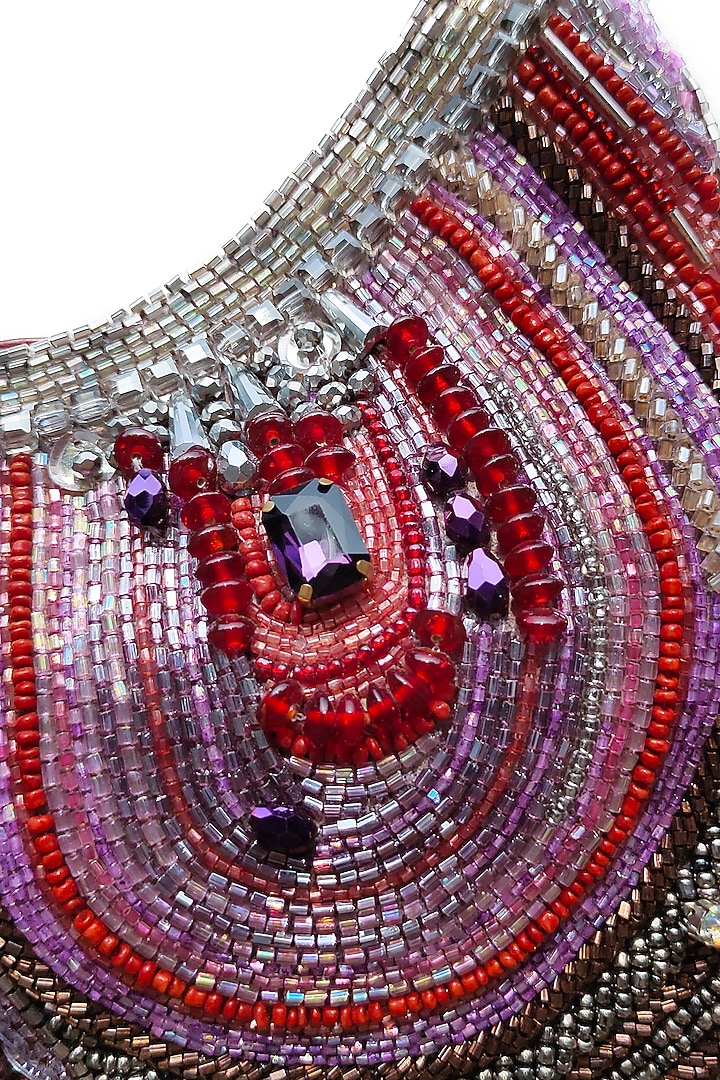 Red Leather Hand Embellished Bag by Studio Accessories at Pernia's Pop Up Shop