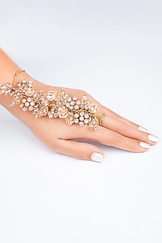 Pink Crystal & Bead Hathphool by Studio Accessories