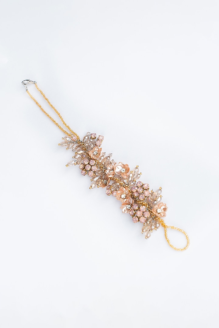 Pink Crystal & Bead Hathphool by Studio Accessories at Pernia's Pop Up Shop