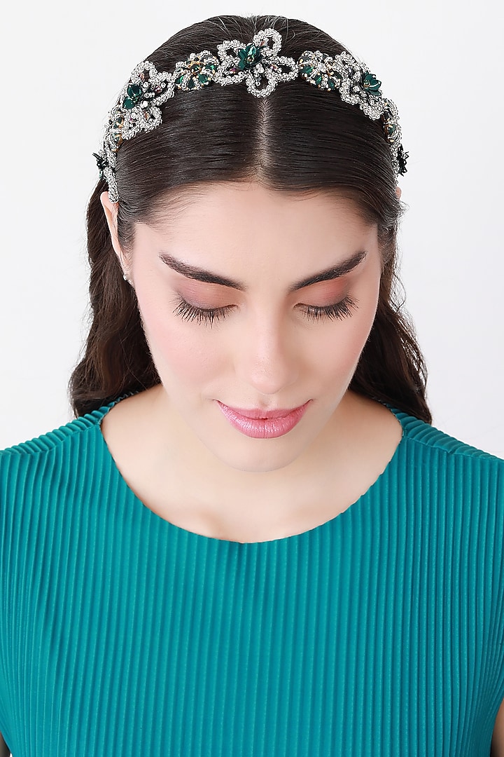 Green-Silver Metal Hairband by Studio Accessories at Pernia's Pop Up Shop