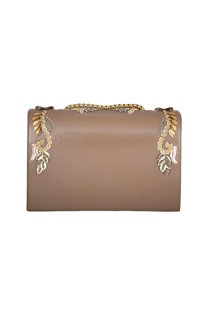 Brown Sequins & Bead Embellished Clutch by Studio Accessories at Pernia's Pop Up Shop