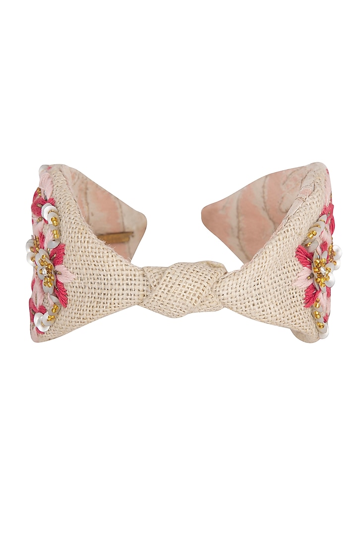 Pink Hand Embroidered Hairband by Studio Accessories at Pernia's Pop Up Shop