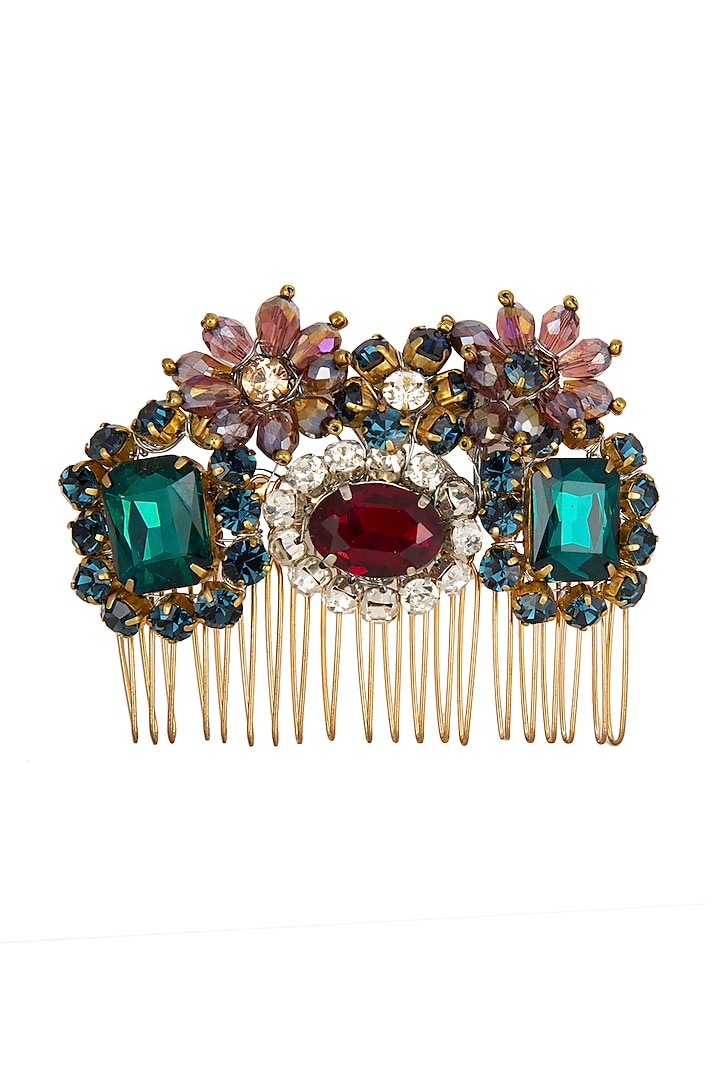 Multi Colored Embellished Hair Comb by Studio Accessories at Pernia's Pop Up Shop