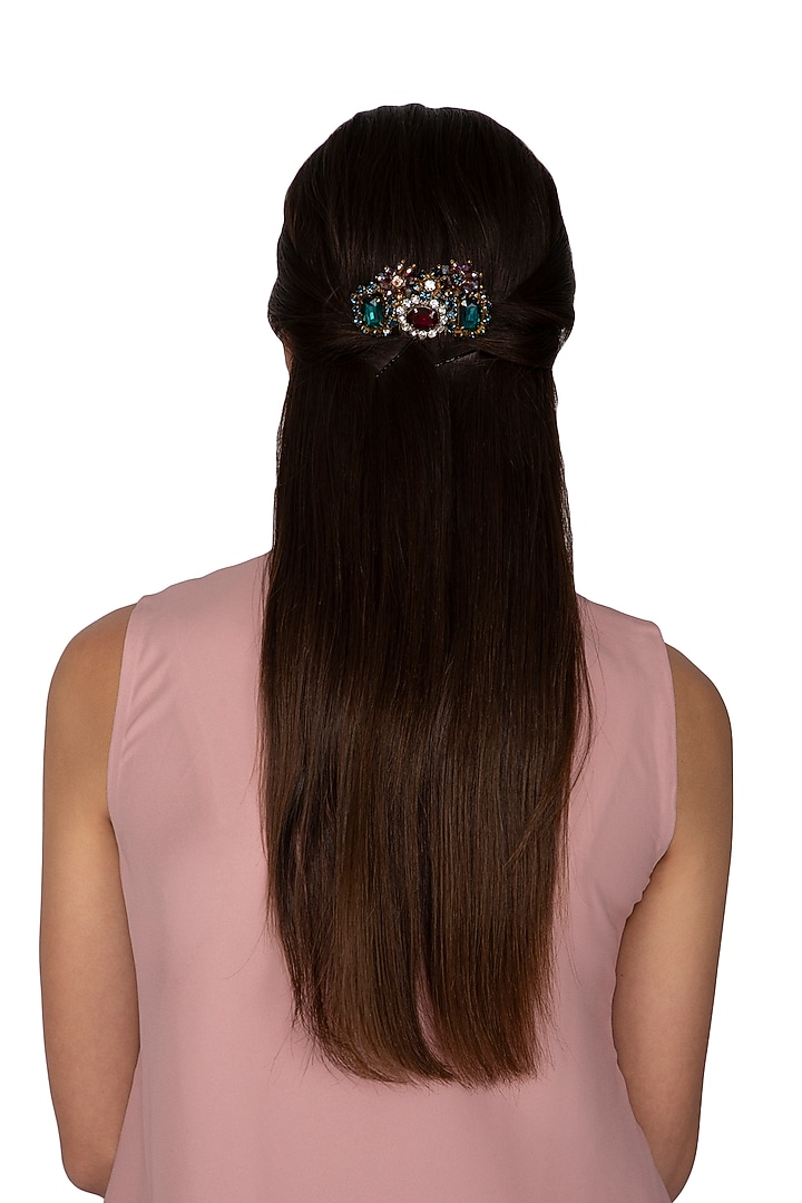 Multi Colored Embellished Hair Comb by Studio Accessories at Pernia's Pop Up Shop