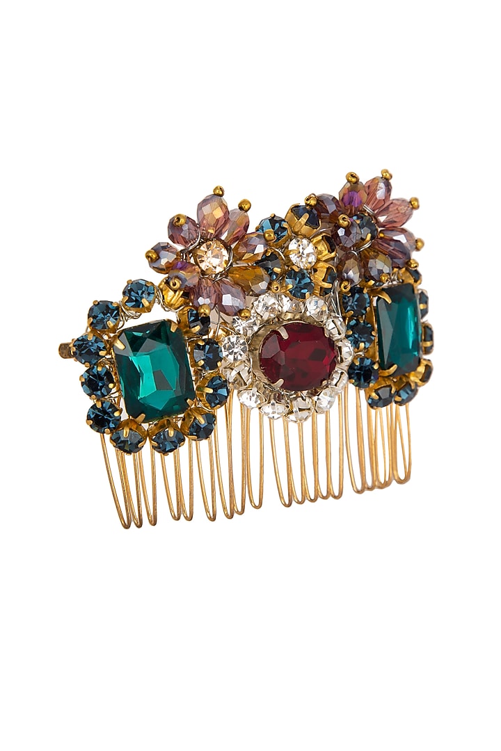 Multi Colored Embellished Hair Comb by Studio Accessories at Pernia's Pop Up Shop