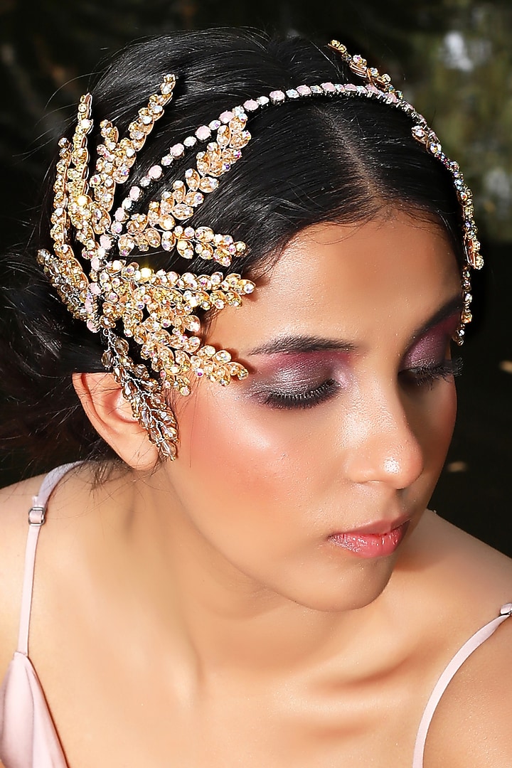 Rose Gold Sequins Embellished Woven Hairband by Studio Accessories at Pernia's Pop Up Shop