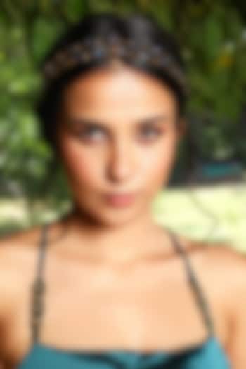 Sapphire Fabric Crystal Embellished Layered Hairband by Studio Accessories at Pernia's Pop Up Shop