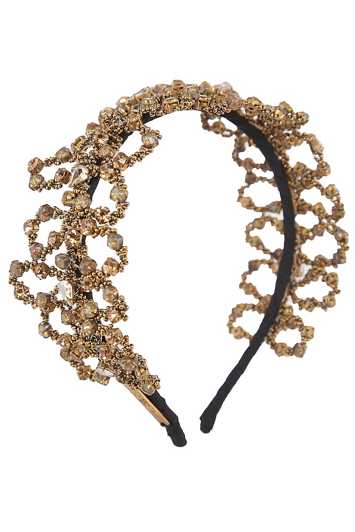 Gold Crystal Embellished Hairband by Studio Accessories