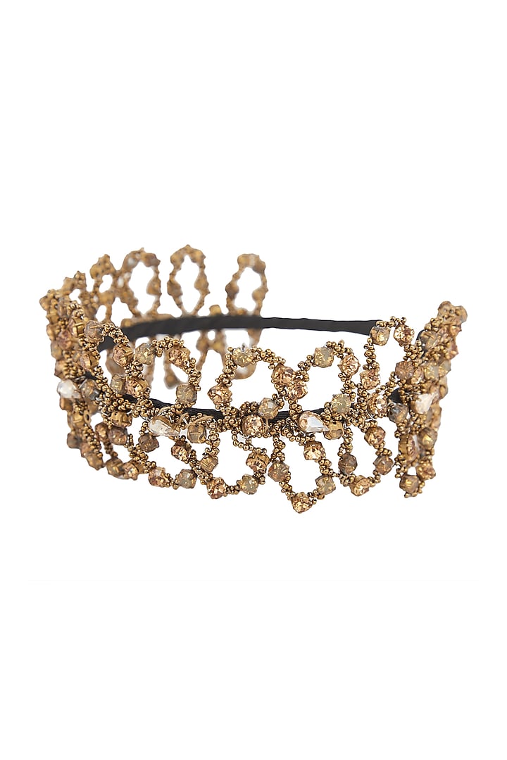 Gold Crystal Embellished Hairband by Studio Accessories at Pernia's Pop Up Shop