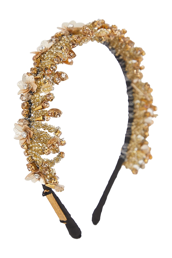 Gold Sequins Embellished Hairband by Studio Accessories