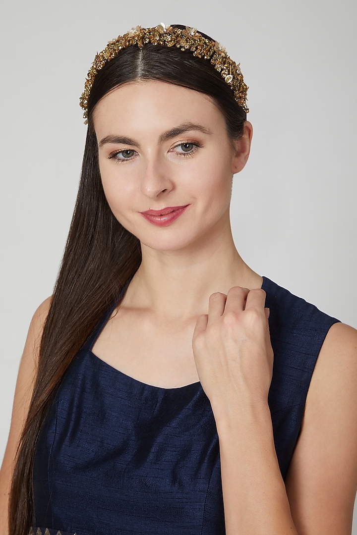 Gold Sequins Embellished Hairband by Studio Accessories at Pernia's Pop Up Shop