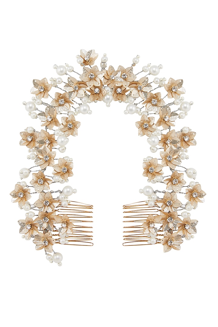 Gold & Silver Floral Wreath Hair Comb by Studio Accessories