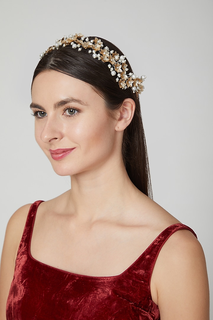 Gold & Silver Floral Wreath Hair Comb by Studio Accessories at Pernia's Pop Up Shop