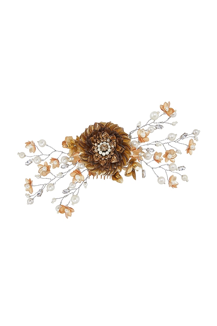 Gold, Silver Embellished Wreath Hair Comb by Studio Accessories