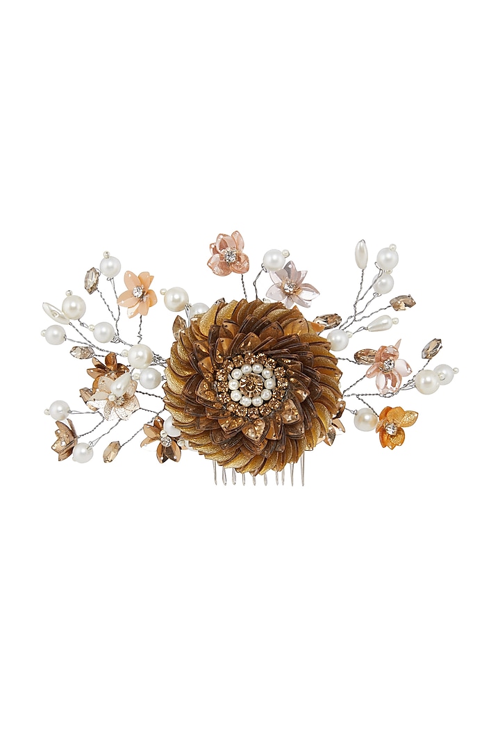 Gold & Silver Sequins Embellished Wreath Hair Comb by Studio Accessories