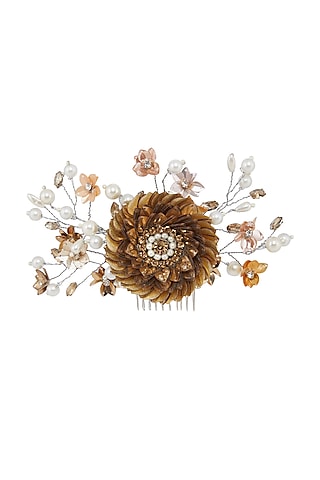 Gold & Silver Sequins Embellished Wreath Hair Comb by Studio Accessories