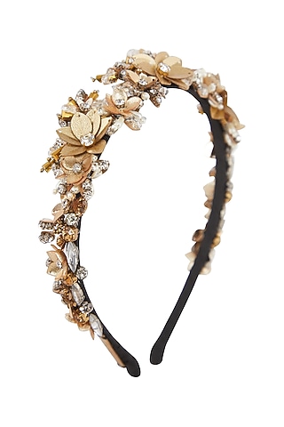 Gold Embellished Crown Hairband by Studio Accessories