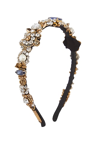 Silver & Blue Embellished Hairband by Studio Accessories