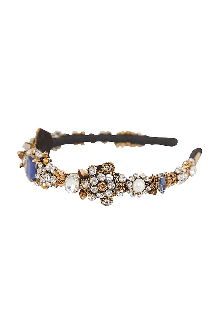 Silver & Blue Embellished Hairband by Studio Accessories at Pernia's Pop Up Shop