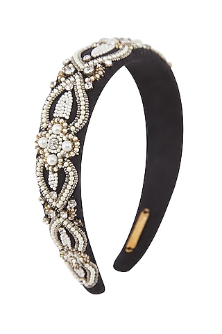 Black & White Embellished Hairband by Studio Accessories