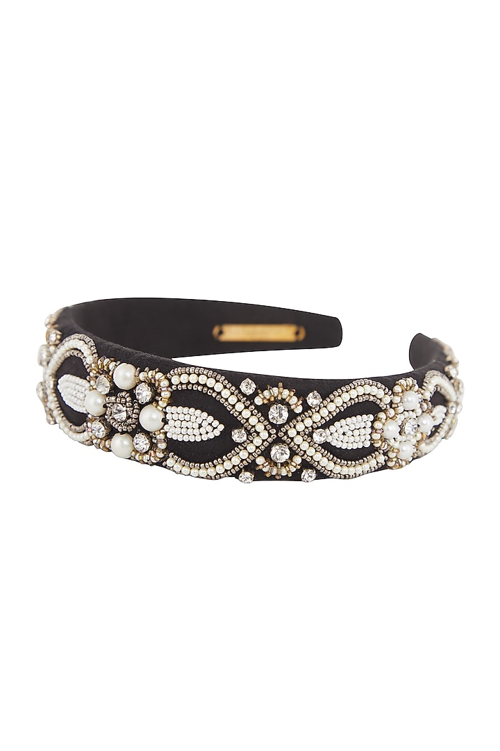 Black & White Embellished Hairband by Studio Accessories at Pernia's Pop Up Shop