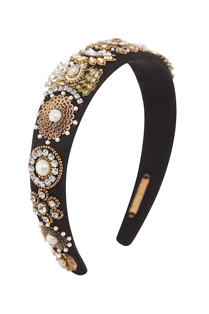 Black & Gold Embellished Hairband by Studio Accessories