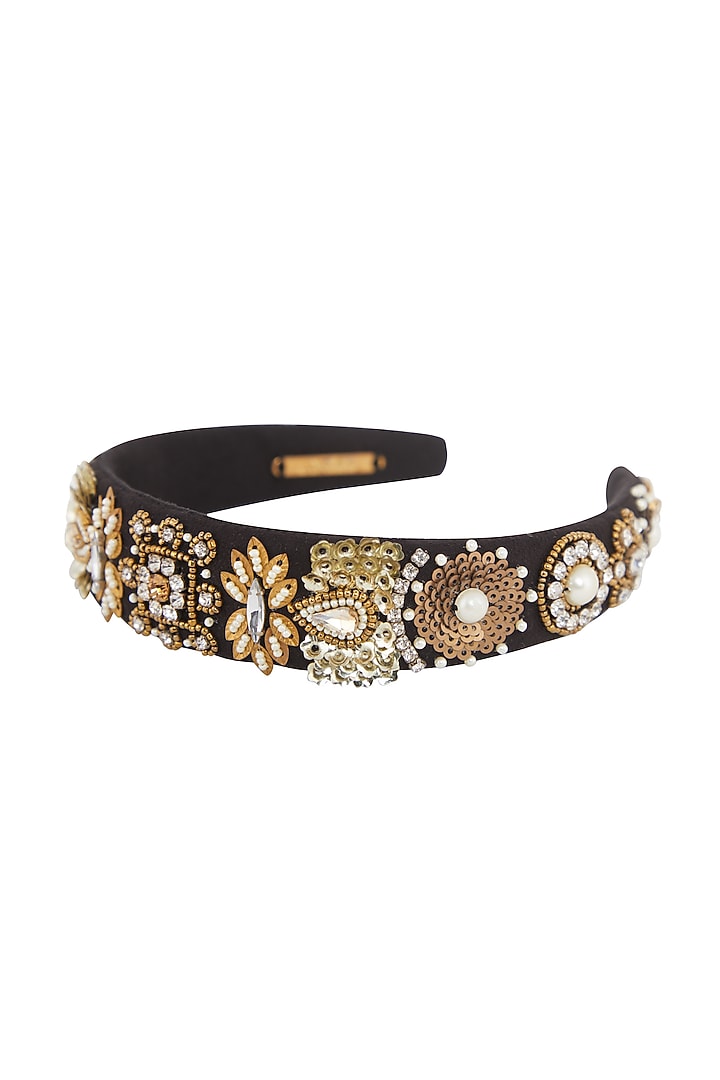 Black & Gold Embellished Hairband by Studio Accessories at Pernia's Pop Up Shop
