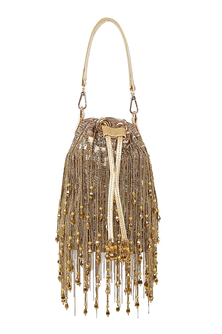 Gold Embellished Potli Bag by Studio Accessories