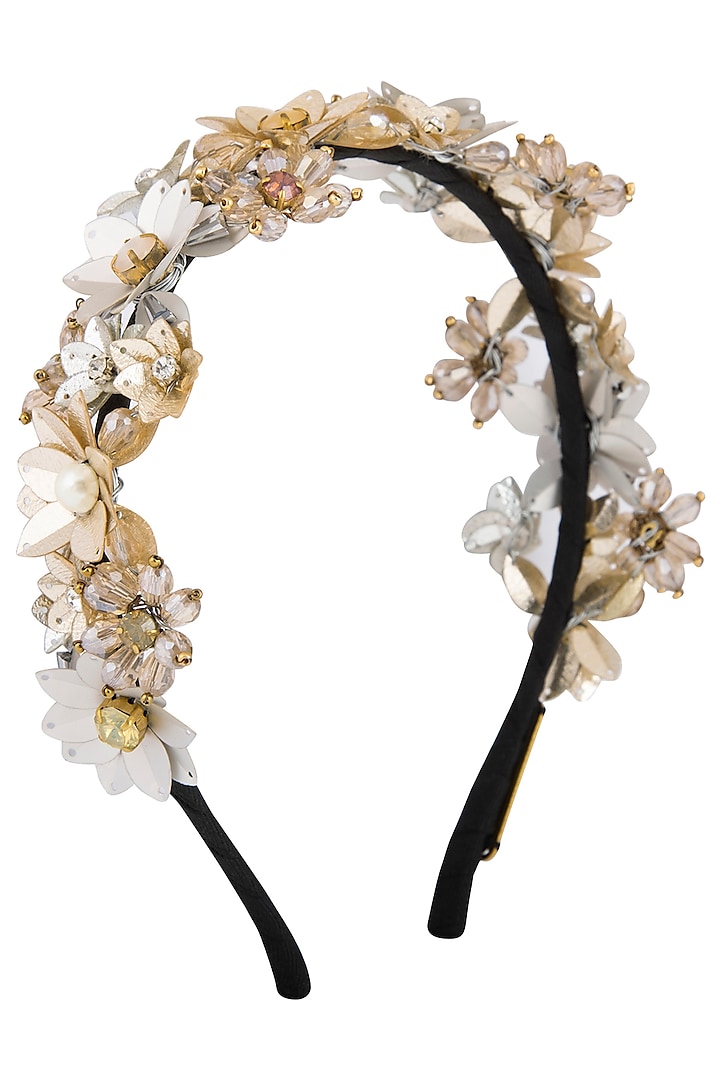 Gold & Silver Floral Embroidered Hairband by Studio Accessories