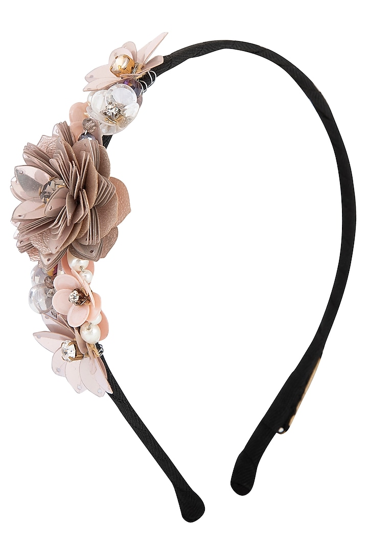 Peach Floral Embroidered Hairband by Studio Accessories