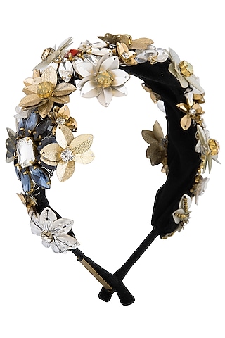 Multi Colored Embroidered Floral Hairband by Studio Accessories