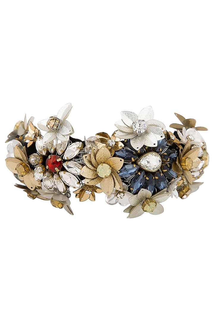 Multi Colored Embroidered Floral Hairband by Studio Accessories at Pernia's Pop Up Shop