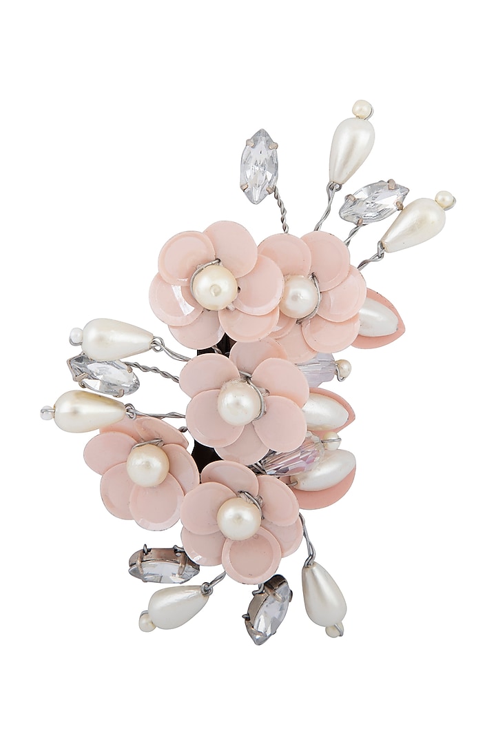 Peach & Silver Embellished Tic-Tac Hairclip by Studio Accessories at Pernia's Pop Up Shop