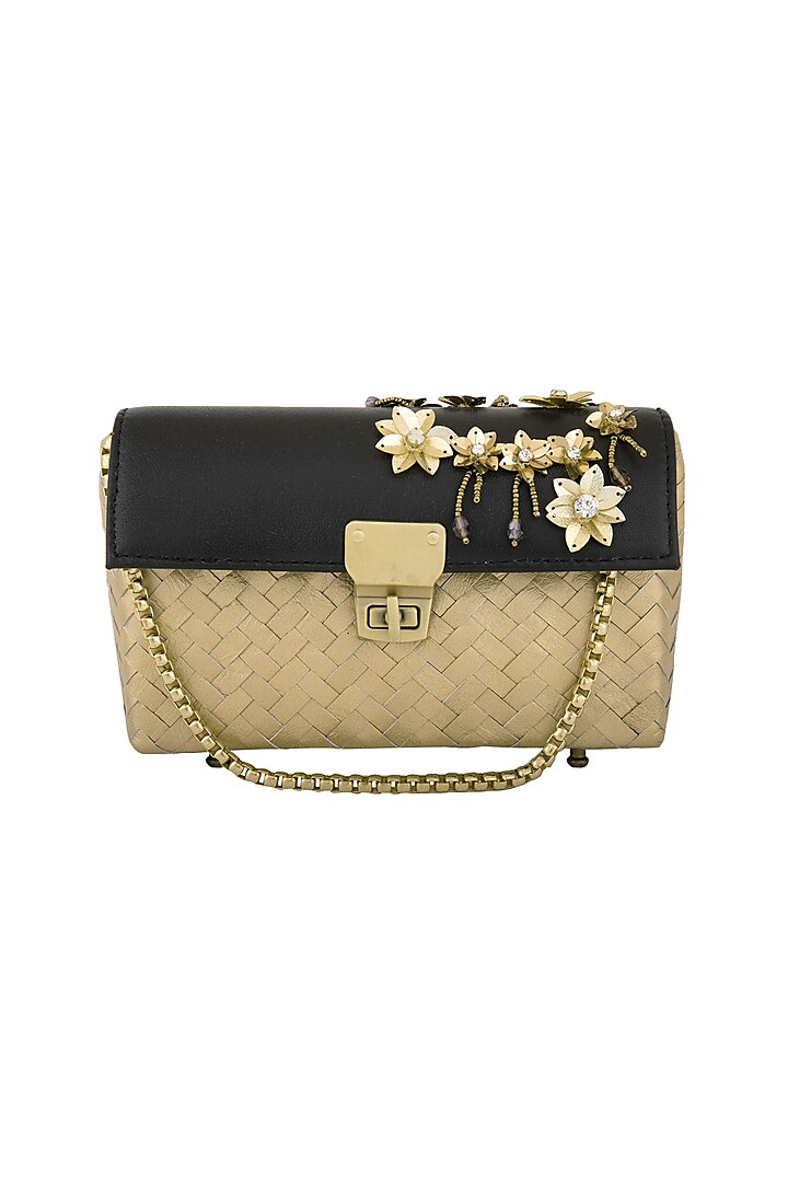 Black & Gold Embroidered Bag by Studio Accessories