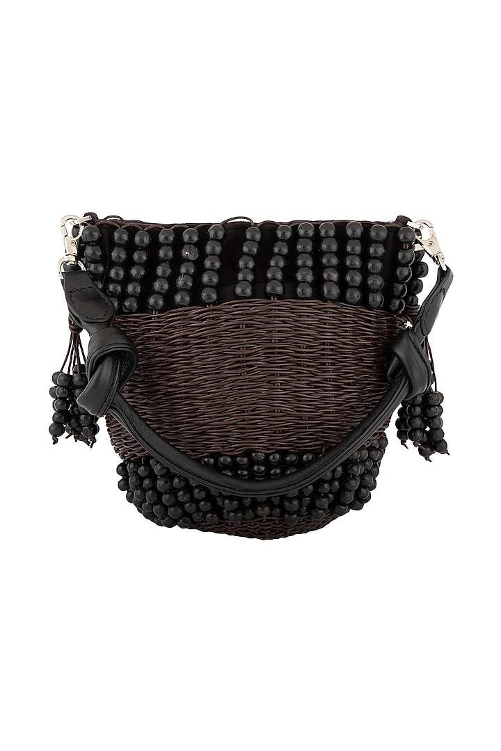 Black & Brown Embroidered Potli by Studio Accessories at Pernia's Pop Up Shop