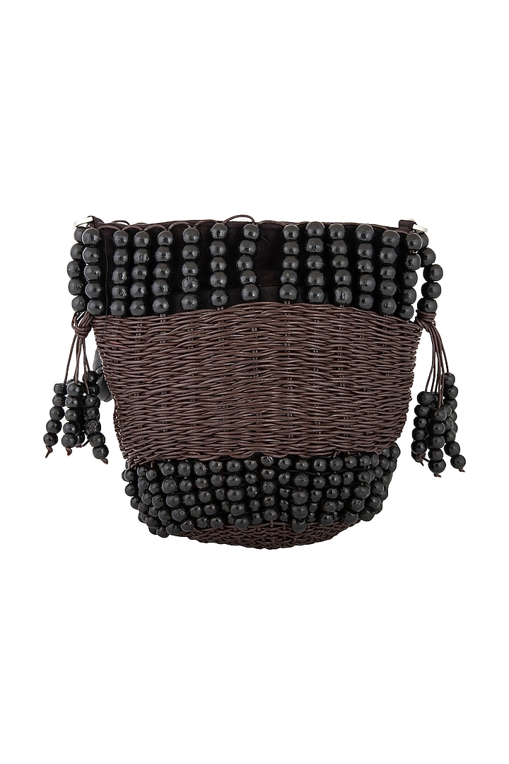 Black & Brown Embroidered Potli by Studio Accessories at Pernia's Pop Up Shop