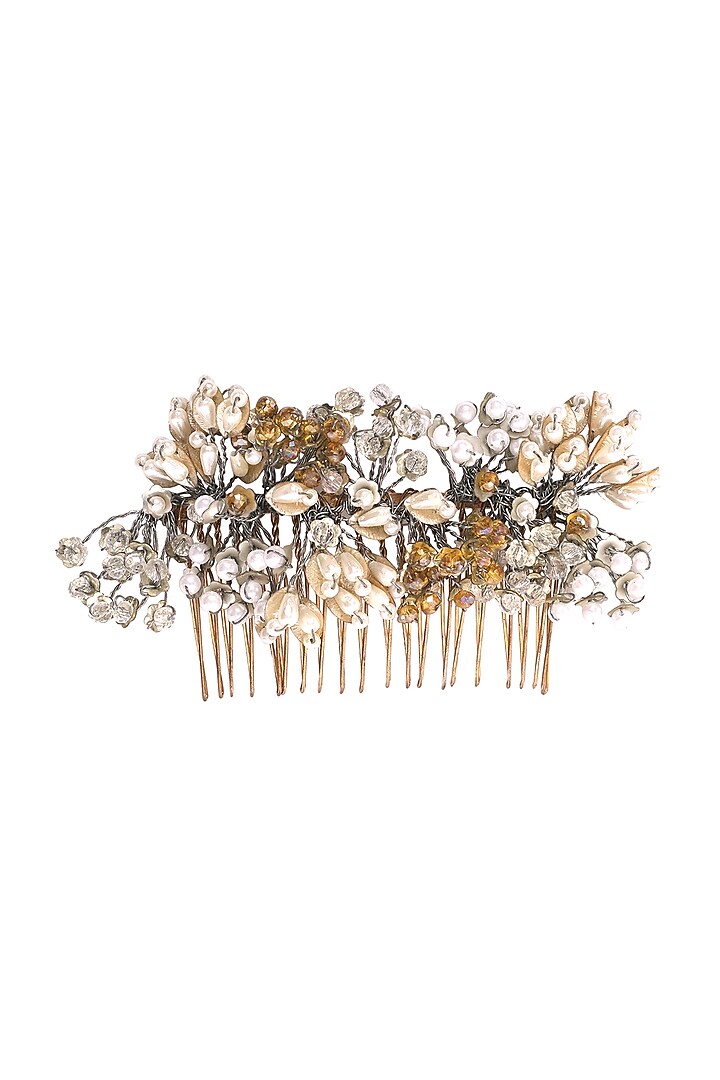 Silver & Gold Embellished Hair Comb by Studio Accessories