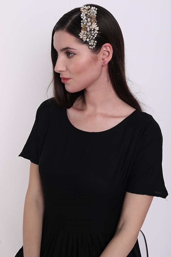 Silver & Gold Embellished Hair Comb by Studio Accessories at Pernia's Pop Up Shop