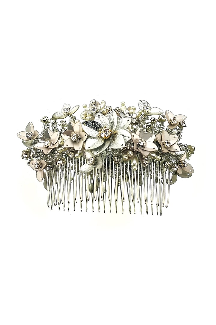Silver Embellished Hair Comb by Studio Accessories