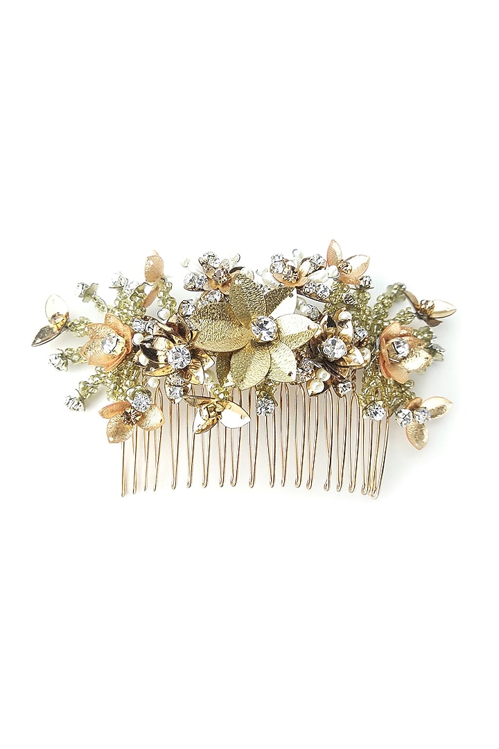 Gold Embellished Hair Comb by Studio Accessories at Pernia's Pop Up Shop