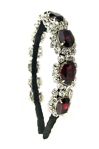 Red & Silver Embellished Hairband by Studio Accessories