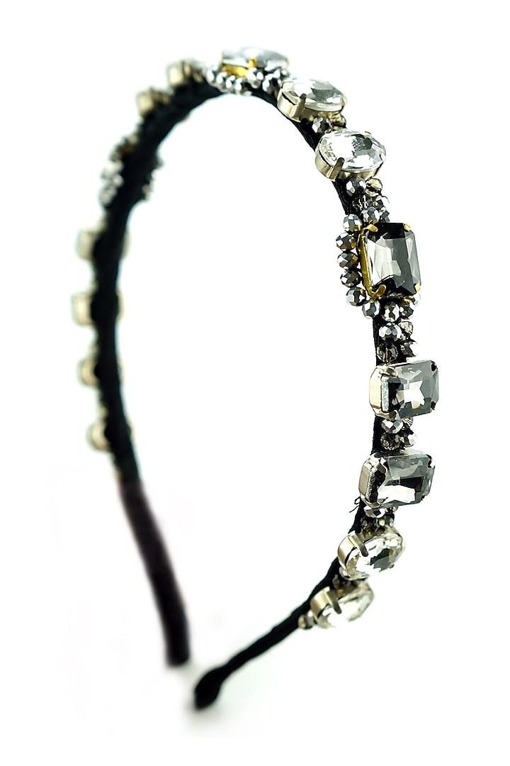 Silver Crystal Embellished Hairband by Studio Accessories