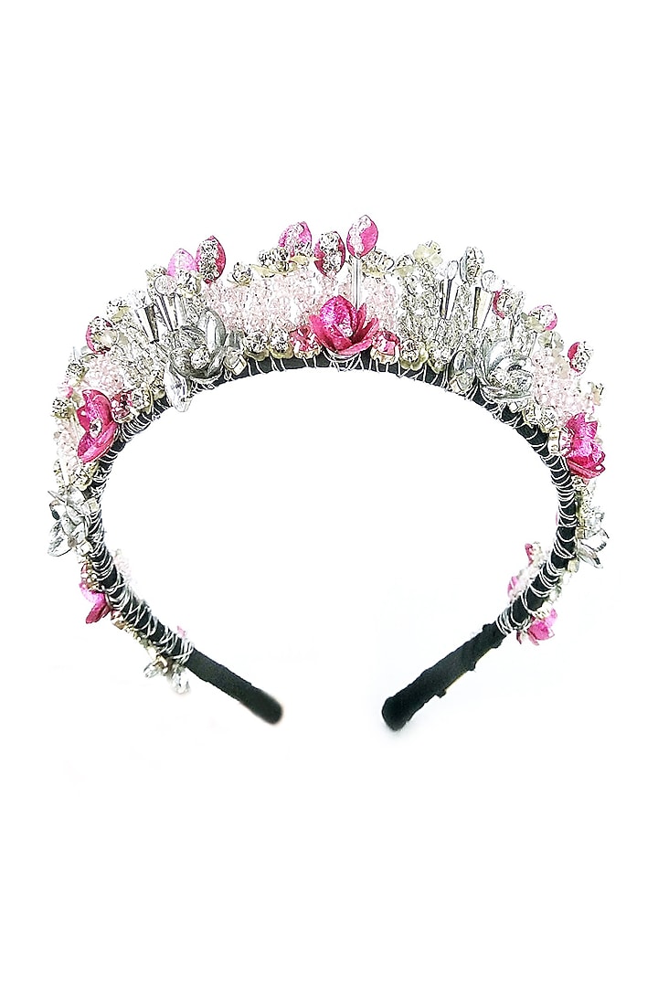 Pink & Silver Embellished Crown Hairband by Studio Accessories