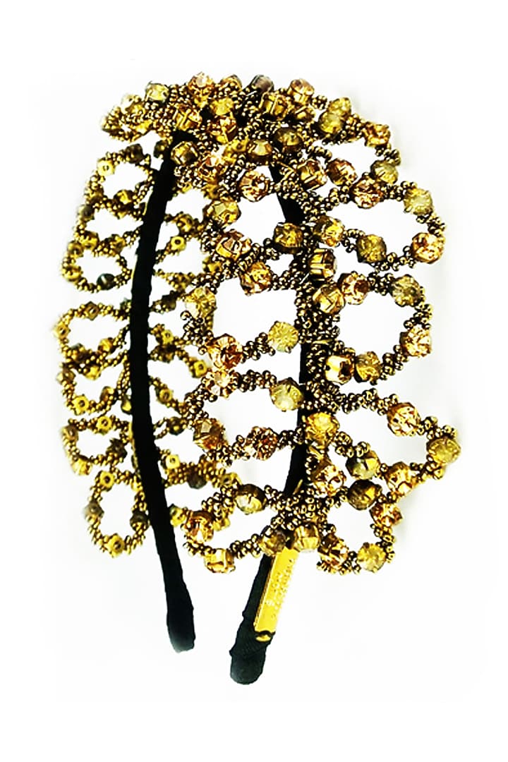Gold Embellished Broad Hairband by Studio Accessories at Pernia's Pop Up Shop