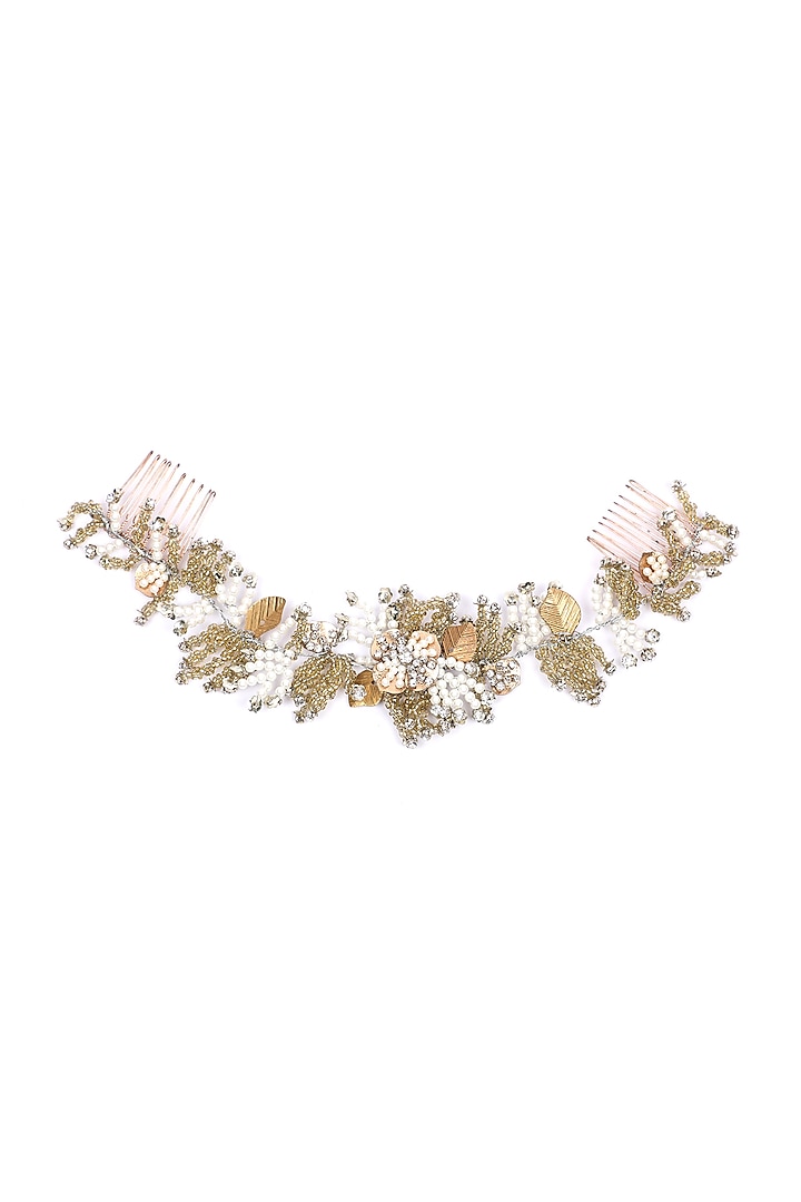 Gold Embellished Wreath Hair Comb by Studio Accessories