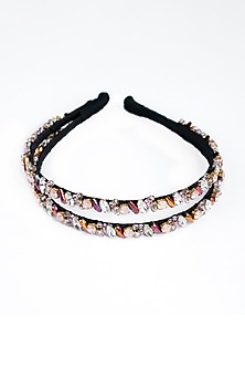 Silver & Pink Stainless Steel Crystal Embellished Layered Handcrafted Hairband by Studio Accessories-POPULAR PRODUCTS AT STORE