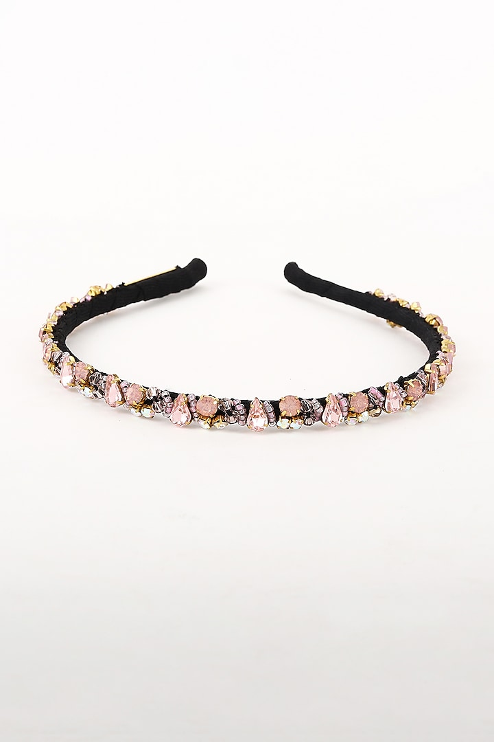 Rose Gold Satin & Stainless Steel Hand Beaded Hairband by Studio Accessories at Pernia's Pop Up Shop