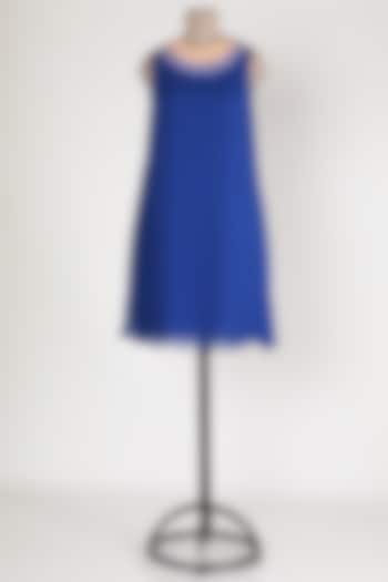 Cobalt Blue Embroidered Tunic by Sadan Pande at Pernia's Pop Up Shop