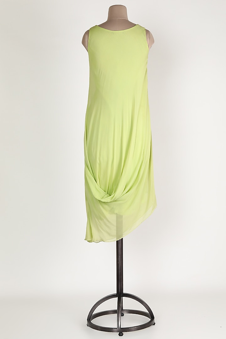 Lime Green Embroidered Cowl Tunic by Sadan Pande at Pernia's Pop Up Shop